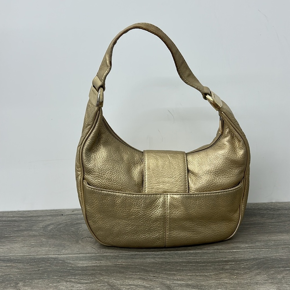 Michael Kors Gold Metallic Leather Hobo Shoulder Bag - Picture 2 of 8